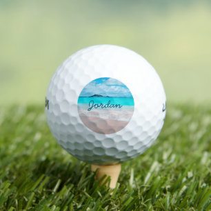 Hawaii Tropical Beach Photo Monogram Name Script Golf Balls