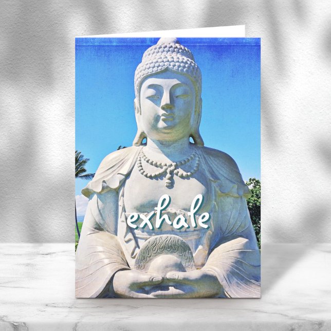 Hawaii Tropical Buddha Exhale Script Peaceful Card (Creator Uploaded)