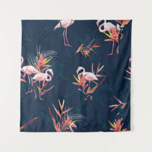 Hawaii Tropical Flamingo With Bird of Paradise Flo Tapestry