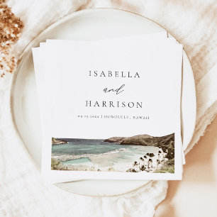 HAWAII Tropical Hawaii Beach Wedding Details Card Napkin