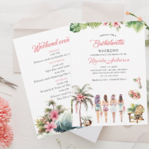 Hawaii Tropical Palm Beach Watercolor BaInvitation Invitation