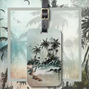 Hawaii Tropical Palm Tree Island Luggage Tag