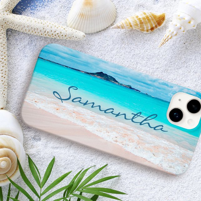 Hawaii tropical sandy beach photo add your name Case-Mate iPhone case (Creator Uploaded)