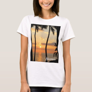 Hawaii Tropical Sunset Palm Trees on Beach T-Shirt