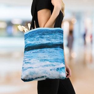 Hawaii tropical turquoise ocean waves photo modern tote bag