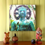 Hawaii Turquoise Blue Buddha Statue Photo Peace Canvas Print<br><div class="desc">“Peace.” I happily discovered this Asian Buddha statue in a lush Hawaiian garden setting, exuding peace and solitude. Whenever I gaze at this serene image, it makes me contemplate and imagine what I can accomplish. Makes a great gift for someone special! You can easily personalise this wall art plus I...</div>