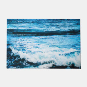 Hawaii turquoise ocean waves photo custom monogram doormat