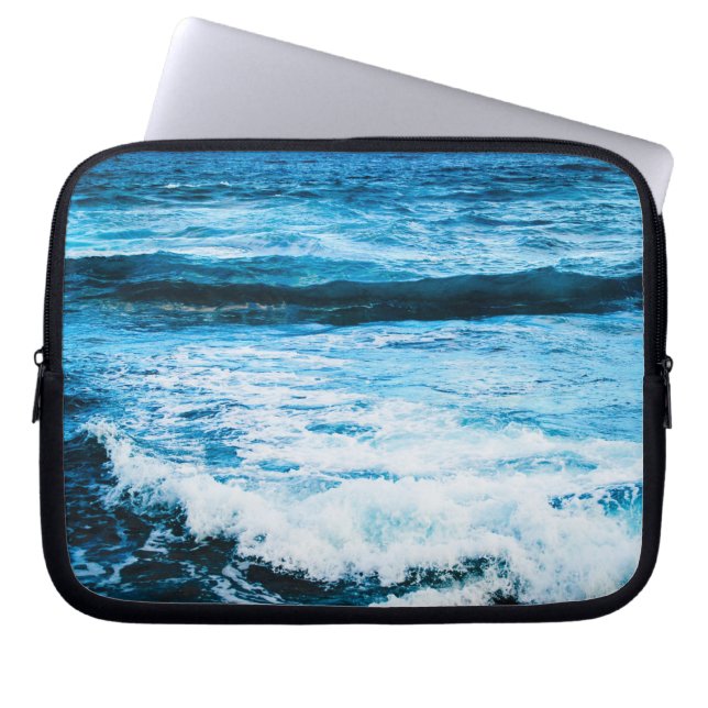 Hawaii turquoise ocean waves photo tropical modern laptop sleeve (Front)