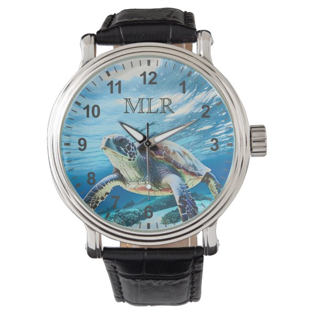 Hawaii Turtle Honu Monogram  Watch (Front)