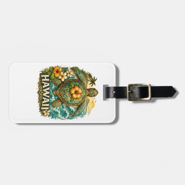 Hawaii Turtle Luggage Tag (Front Horizontal)
