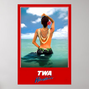 Hawaii TWA Trans World Airlines Travel Poster New