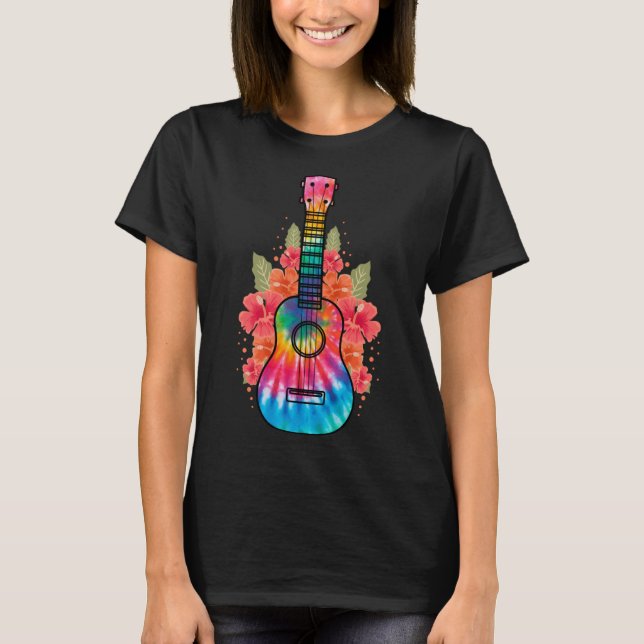 Hawaii Uke Flower Ukulele Guitar T-Shirt (Front)