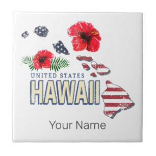 Hawaii United States Retro State Map USA Souvenir Tile