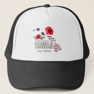 Hawaii United States Retro State Map USA Souvenir Trucker Hat