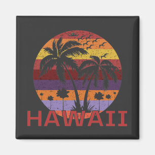 Hawaii US Vintage Palm Trees Travel Magnet
