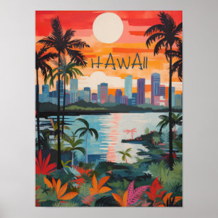 Hawaii USA Travel City Painting Aesthetic Poster