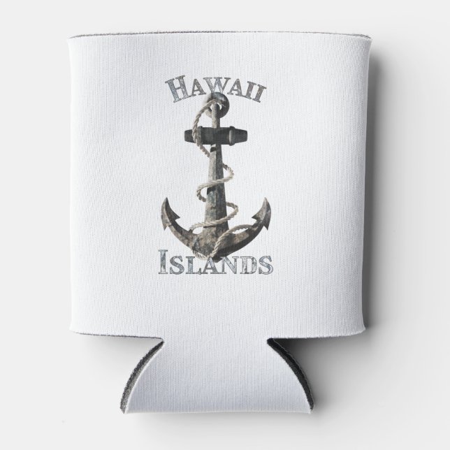 Hawaii Vacation Nautical Anchor Sailing Can Cooler (Front)
