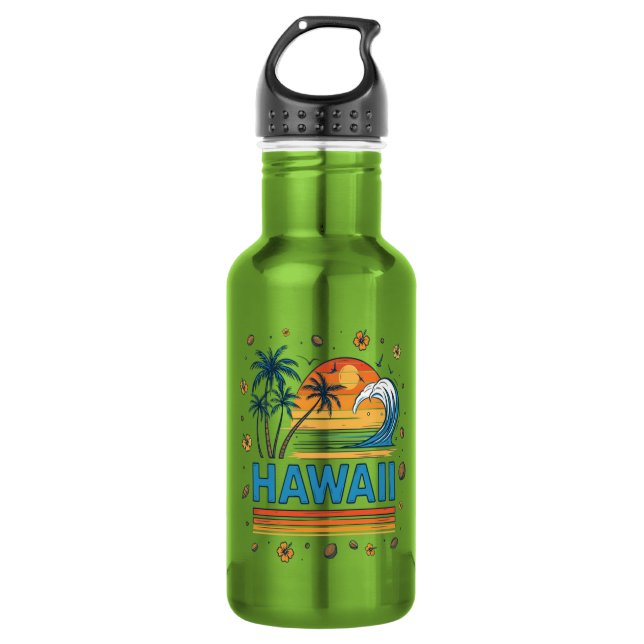 Hawaii Vacation Sunset 70S Beach 532 Ml Water Bottle (Front)