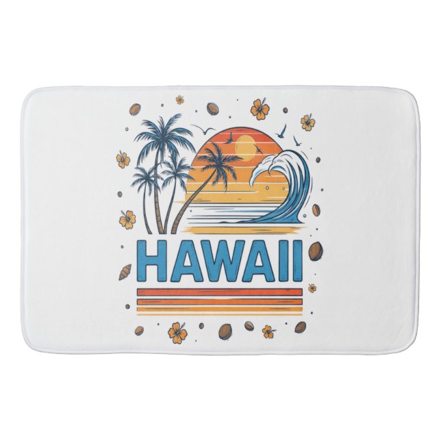Hawaii Vacation Sunset 70S Beach Bath Mat (Front)