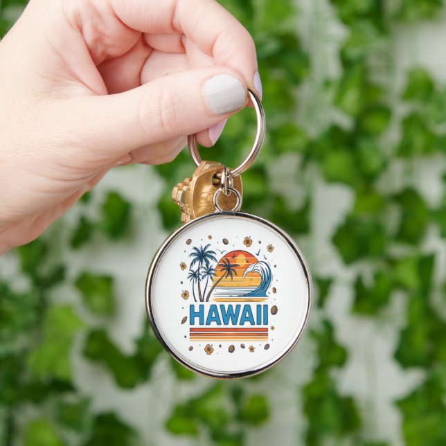 Hawaii Vacation Sunset 70S Beach Key Ring (Hand)