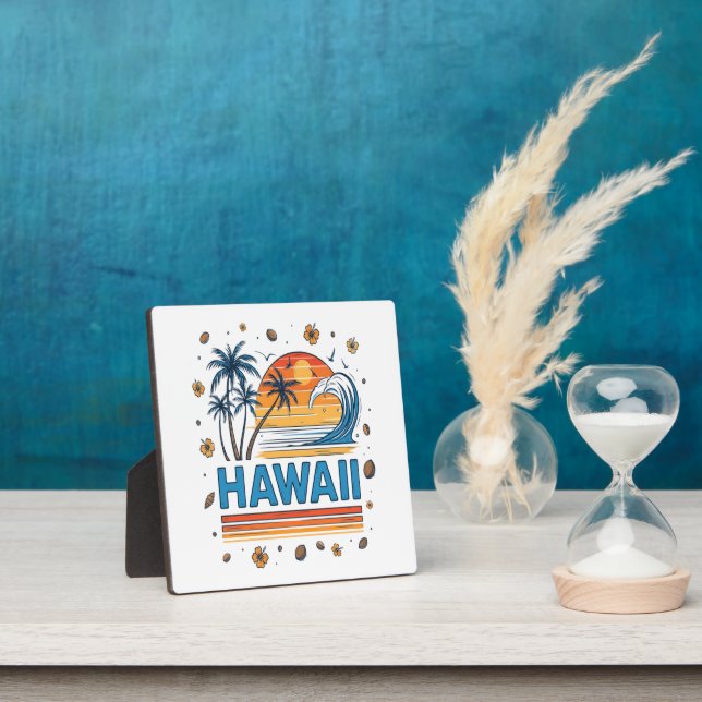 Hawaii Vacation Sunset 70S Beach Plaque (Insitu)