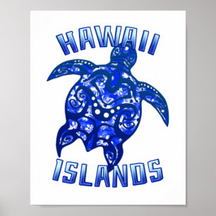 Hawaii Vacation Tribal Turtle Poster