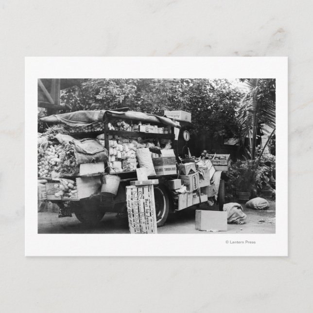 Hawaii - View of a Native Vegetable Wagon Postcard (Front)