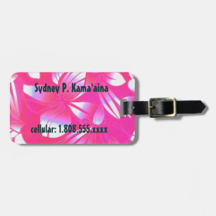Hawaii Vintage Floral Pink Luggage Tag