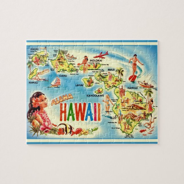 Hawaii Vintage Map Puzzle (Horizontal)