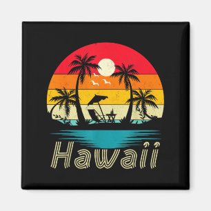 Hawaii Vintage Palm Tree Sunset Tropical Hawaiian Magnet