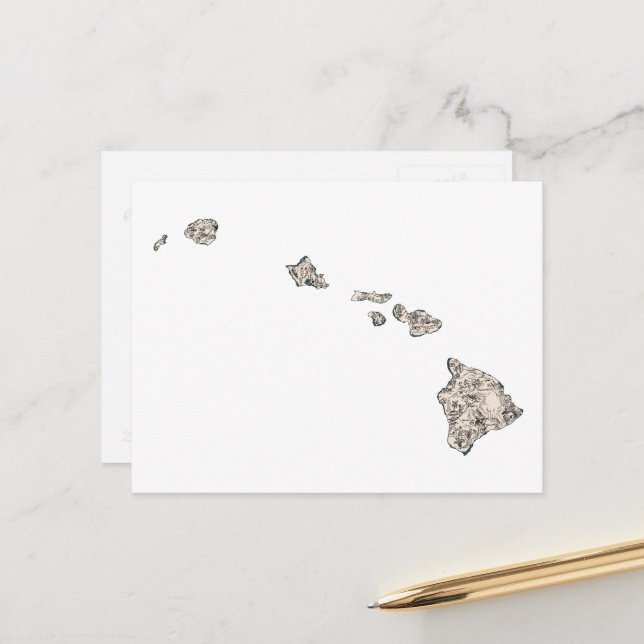 Hawaii Vintage Picture Map Antique State Chart Postcard (Front/Back In Situ)