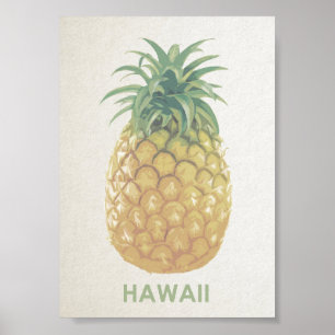 Hawaii vintage retro pineapple poster
