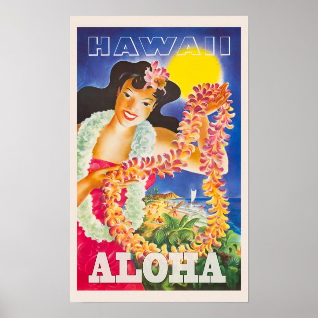 Hawaii Vintage Travel Poster (Front)