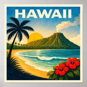 Hawaii Vintage Travel Poster
