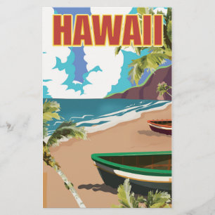Hawaii vintage travel poster stationery
