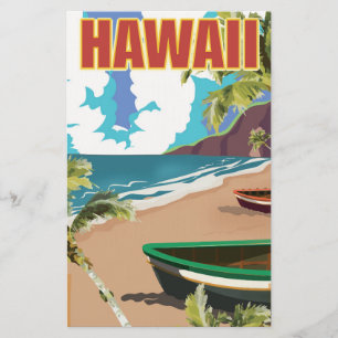 Hawaii vintage travel poster stationery