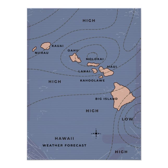 Hawaii Vintage weather forecast Poster (Front)