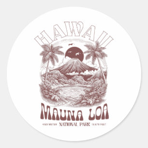 Hawaii Volcano Vintage Outdoor Mountain Hiking Classic Round Sticker
