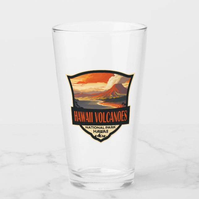 Hawaii Volcanoes National Park Illustration Travel Glass (Front)