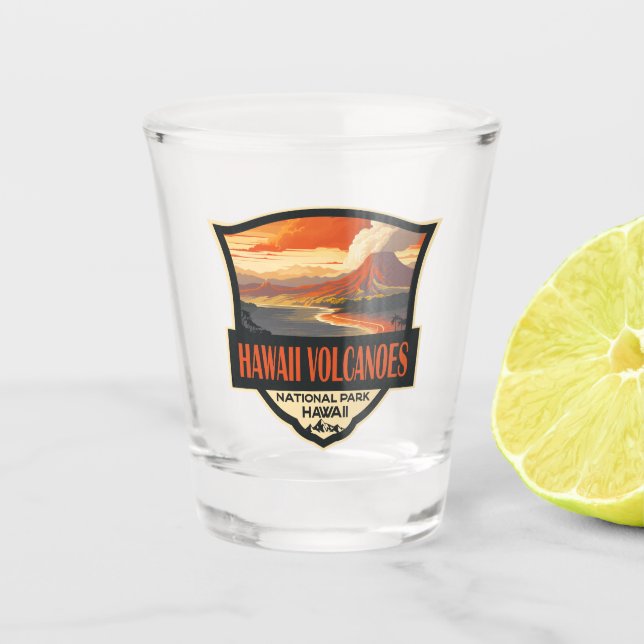 Hawaii Volcanoes National Park Illustration Travel Shot Glass (Front)