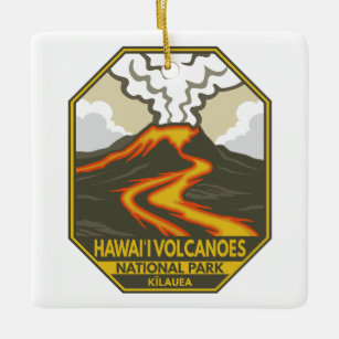 Hawaii Volcanoes National Park Kilauea Retro Ceramic Ornament