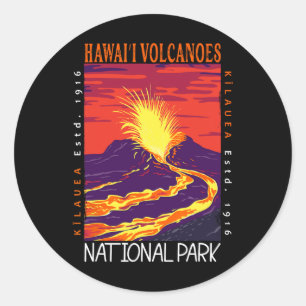 Hawaii Volcanoes National Park Kilauea Volcano Vin Classic Round Sticker