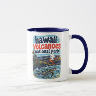 Hawaii Volcanoes National Park Retro Landscape Mug