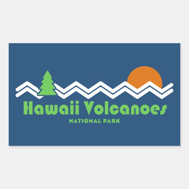 Hawaii Volcanoes National Park Retro Rectangular Sticker (Front)