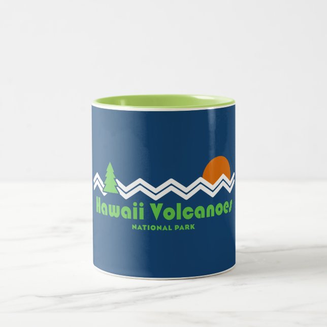 Hawaii Volcanoes National Park Retro Two-Tone Coffee Mug (Center)