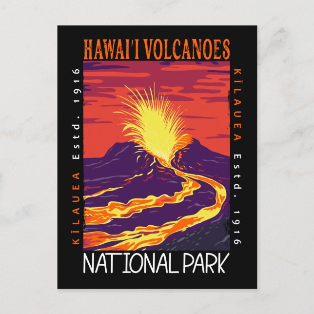 Hawaii Volcanoes National Park Vintage Distressed Postcard (Front)