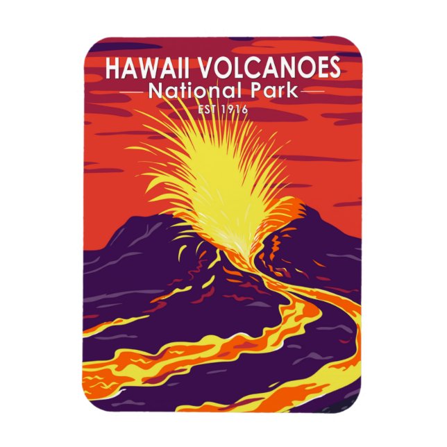 Hawaii Volcanoes National Park Vintage Magnet (Vertical)