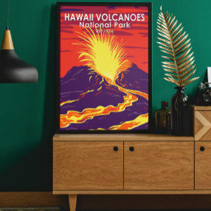 Hawaii Volcanoes National Park Vintage Poster