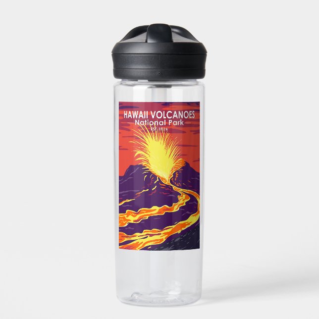 Hawaii Volcanoes National Park Vintage  Water Bottle (Front)