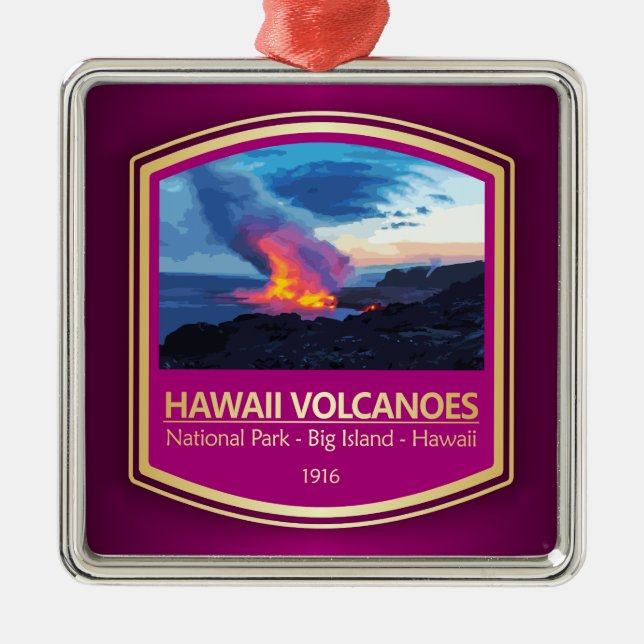 Hawaii Volcanoes NP (PF1) Metal Tree Decoration (Front)